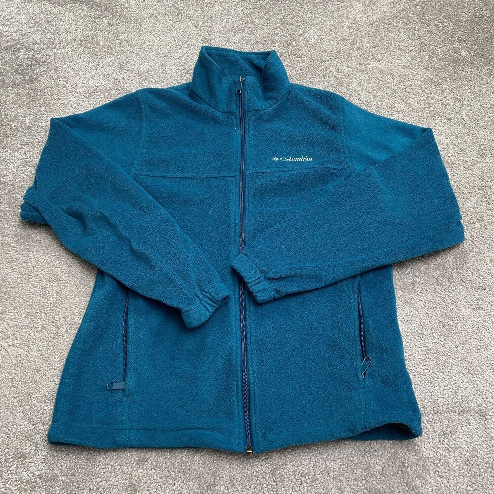Columbia Steens Mountain Fleece Jacket Mens Small Blue Full Zip Pocket Outdoor